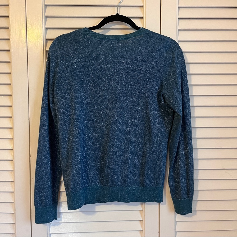 Talbots Blue Shimmer Button-Front Cardigan - Picture 5 of 6